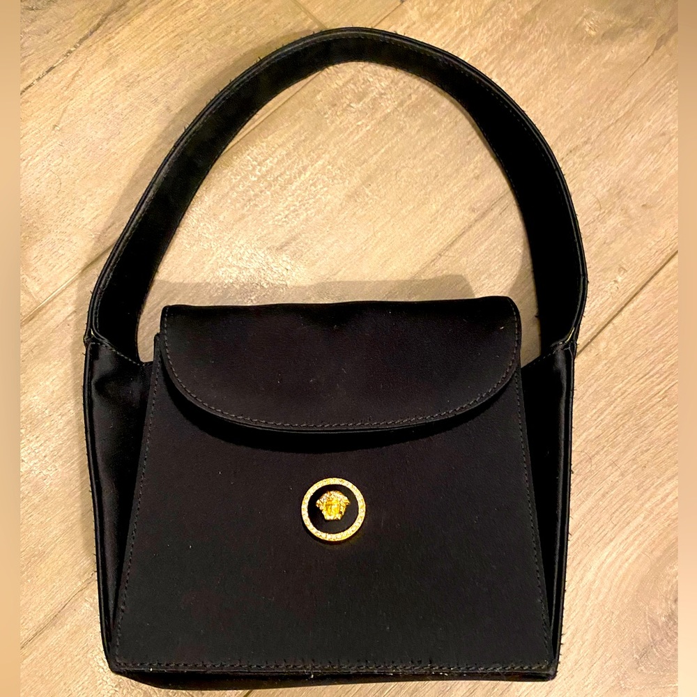 Gianni Versace Satin Silk Rhinestone Medusa Mini Handbag Vintage Archival
